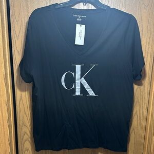 Calvin Klein Black Tee with Silver Logo